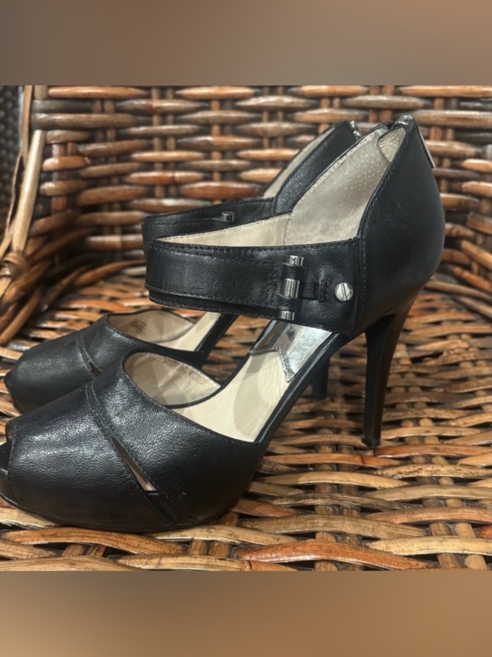 Michael Kors Black Peep-Toe Heels in size 9. Great condition!